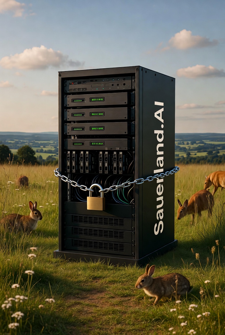 Server auf Sauerländer Wiese – Datensouveränität visualisiert